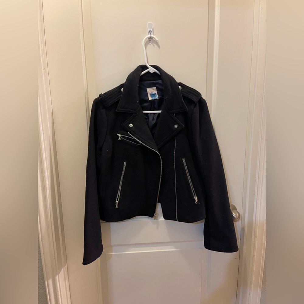 Navy Gap Moto jacket. Wool